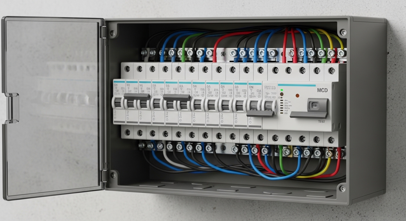 Professional electrician in hi-vis installing a modern consumer unit in a Doncaster home